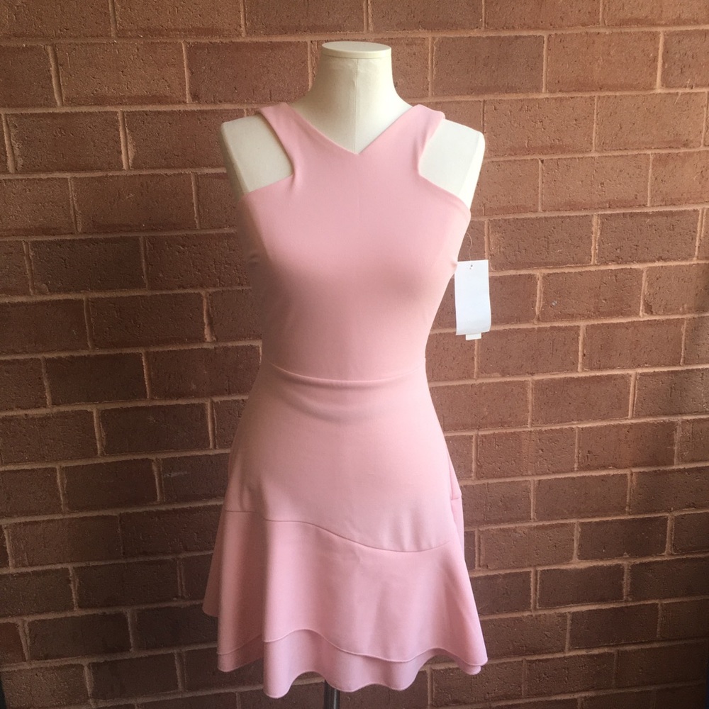 Design Lab Pink Halter Neck Fit and Flare Dress
